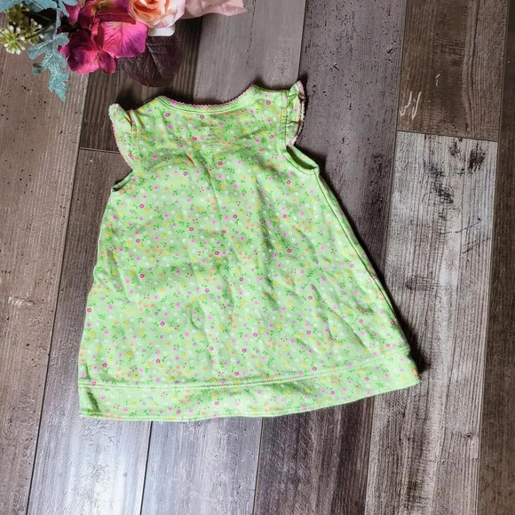 Child of Mine by Carter's Green Floral Dress Size 6-9m 100% Cotton EUC - Picture 3 of 13